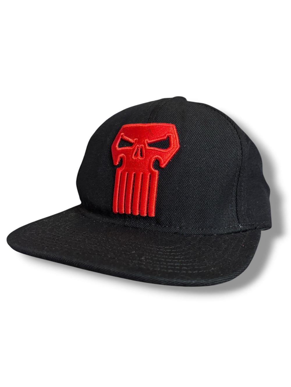 MARVEL Black SnapBack Cap Punisher Thunderbolts Raised Embroidered Logo in Red